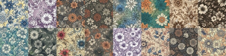 Flowers in line drawing style art. AI generated illustration