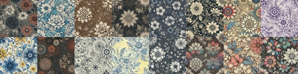Flowers in line drawing style art. AI generated illustration