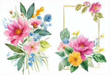 Two watercolor flower arrangements, adding a touch of elegance and beauty to any setting.