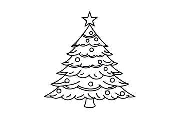 Christmas tree line art illustration