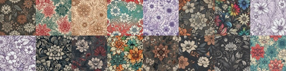 Flowers in line drawing style art. AI generated illustration