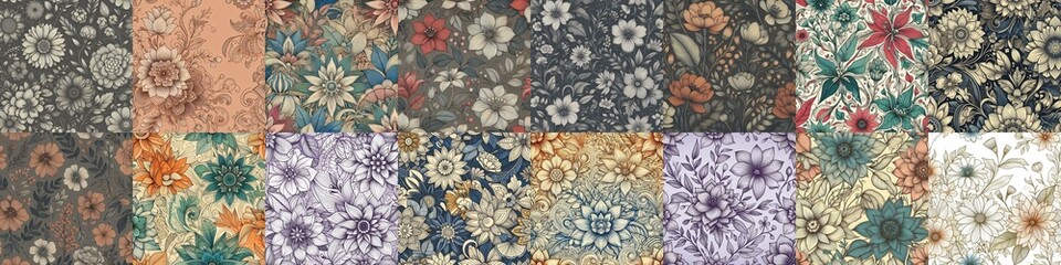 Flowers in line drawing style art. AI generated illustration