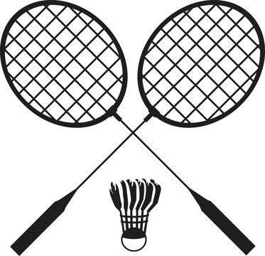 Batminton vector art icon or racket bat symbols 