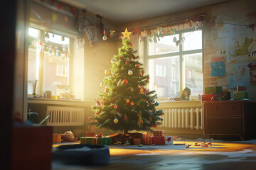 an ordinary family's Christmas tree