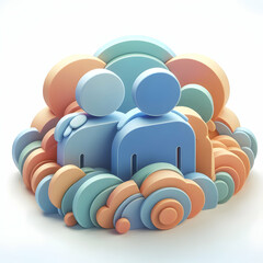 Fototapeta premium 3D Soft Abstract Community Support concept as Soft abstract digital art depicting community support with overlapping shapes and soft gradients symbolizing assistance and unity with ample copy space. a