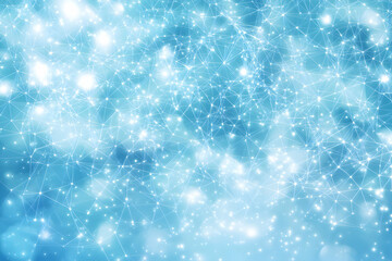 Fototapeta premium Abstract blue network connection background, glowing particles and lines, digital technology concept.