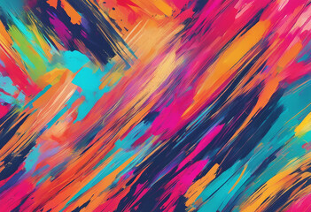 Obraz premium Abstract painting featuring vibrant, dynamic brushstrokes in a variety of bright colors.