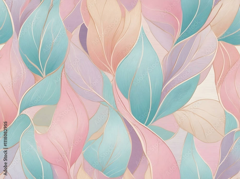 Aufkleber a seamless pattern of delicate, overlapping floral elements in soft pastel hues, creating a romantic