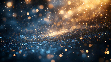 Obraz premium Abstract digital art of fireworks in the night sky with bokeh effect and copy space below. concept as A night sky illuminated with abstract fireworks rendered in digital art featuring bokeh effects an