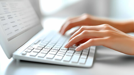 Blue Monday Overworked Hands concept as Macro close up of overworked hands typing on keyboard symbolizing Blue Monday work overload for magazine advertisement with copy space. in  Photo Stock  Concept