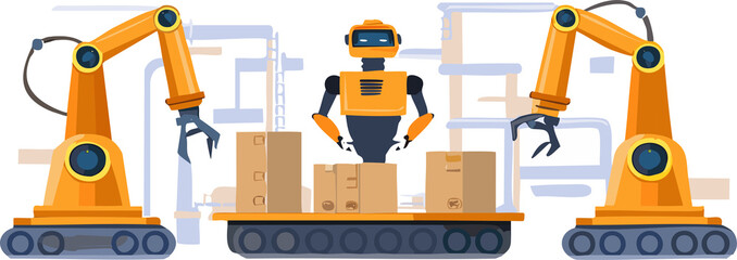 Fototapeta premium robot work in factory isolated ai generative