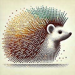 Fototapeta premium Abstract illustration of a hedgehog in dots.