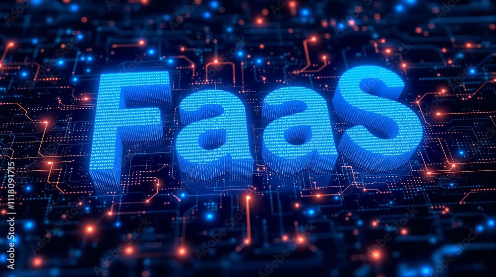 Poster digital binary matrix representing function as a service (faas) concept in technology
