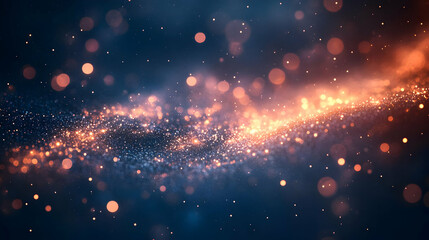Obraz premium Bokeh Team Collaboration concept as Bokeh digital art background featuring blurred lights and collaborative elements symbolizing teamwork and community management with copy space. in Photo Stock Con