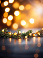  Festive pine garland and bokeh in the background