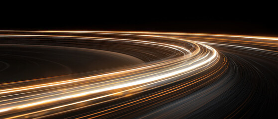 A dynamic long-exposure image capturing the movement of light trails against a dark background, showcasing vibrant colors and fluid motion.