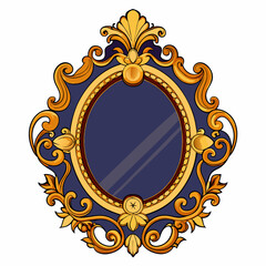 Mirrors with ornate frames on a white background