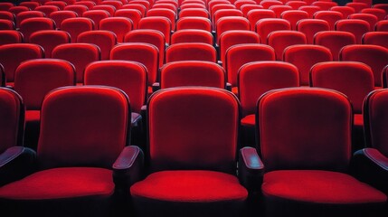 Fototapeta premium Rows of Empty Red Theater Seats