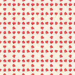 A bright red pomegranate flower watercolor seamless check pattern on honeycomb background. The hand-painted vibrant artwork perfect for botanical prints, wrapping paper, textile and decor. Clip art