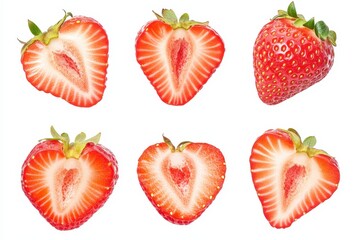Set of strawberry slices isolated in white background