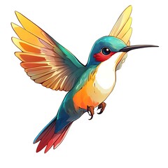 Obraz premium Hummingbird character in anime style on a white background