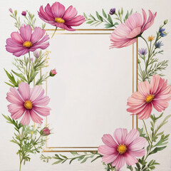 Fototapeta premium Elegant blank wedding card with floral accents.