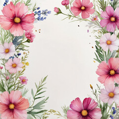 Fototapeta premium Elegant blank wedding card with floral accents.