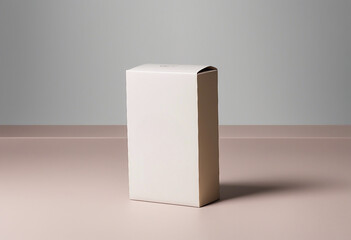 Rectangular plain white box standing upright on a flat surface.