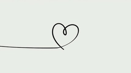 Continuous line drawing of heart shape symbolising love and romance