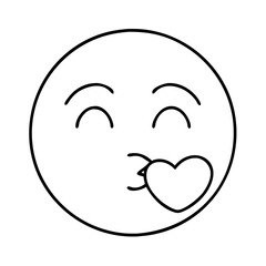 blowing kiss emoji icon, valentines day illustration, valentine icon - simple black line art of blowing kiss emoji, symbolizing valentines day celebrations. valentine vector.