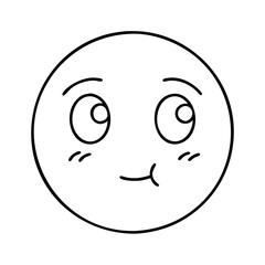 blushing emoji icon, valentines day illustration, valentine icon - simple black line art of blushing emoji, symbolizing valentines day celebrations. valentine vector.