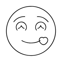 blushing emoji icon, valentines day illustration, valentine icon - simple black line art of blushing emoji, symbolizing valentines day celebrations. valentine vector.