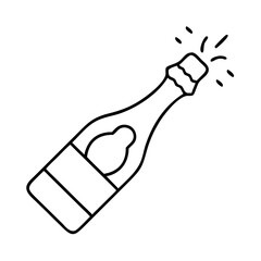 champagne bottle icon, valentines day illustration, valentine icon - simple black line art of champagne bottle, symbolizing valentines day celebrations. valentine vector.
