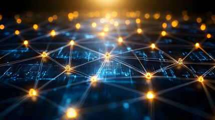 Obraz premium Glossy Digital Networking Background concept as Glossy digital networking background featuring interconnected nodes and community symbols ample copy space representing modern digital networking and co