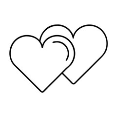 double heart icon, valentines day illustration, valentine icon - simple black line art of double heart, symbolizing valentines day celebrations. valentine vector.