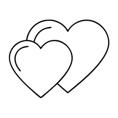 double heart icon, valentines day illustration, valentine icon - simple black line art of double heart, symbolizing valentines day celebrations. valentine vector.