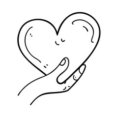 Obraz premium hand painted heart icon, valentines day illustration, valentine icon - simple black line art of hand painted heart, symbolizing valentines day celebrations. valentine vector.