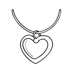 gold heart pendant icon, valentines day illustration, valentine icon - simple black line art of gold heart pendant, symbolizing valentines day celebrations. valentine vector.