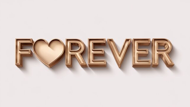 Golden forever lettering expressing eternal love and commitment