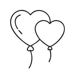 heart shaped balloon icon, valentines day illustration, valentine icon - simple black line art of heart shaped balloon, symbolizing valentines day celebrations. valentine vector.