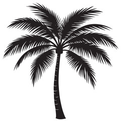 Coconut tree linocut silhouette 