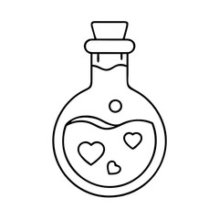 love potion bottle icon, valentines day illustration, valentine icon - simple black line art of love potion bottle, symbolizing valentines day celebrations. valentine vector.