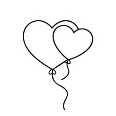 red heart balloon icon, valentines day illustration, valentine icon - simple black line art of red heart balloon, symbolizing valentines day celebrations. valentine vector.