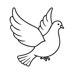 white dove icon, valentines day illustration, valentine icon - simple black line art of white dove, symbolizing valentines day celebrations. valentine vector.