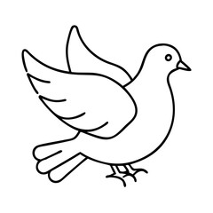 Fototapeta premium white dove icon, valentines day illustration, valentine icon - simple black line art of white dove, symbolizing valentines day celebrations. valentine vector.