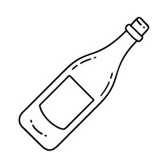 wine bottle icon, valentines day illustration, valentine icon - simple black line art of wine bottle, symbolizing valentines day celebrations. valentine vector.