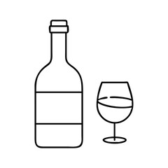 wine bottle icon, valentines day illustration, valentine icon - simple black line art of wine bottle, symbolizing valentines day celebrations. valentine vector.