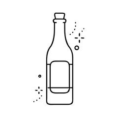 wine bottle icon, valentines day illustration, valentine icon - simple black line art of wine bottle, symbolizing valentines day celebrations. valentine vector.
