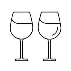 wine glass icon, valentines day illustration, valentine icon - simple black line art of wine glass, symbolizing valentines day celebrations. valentine vector.