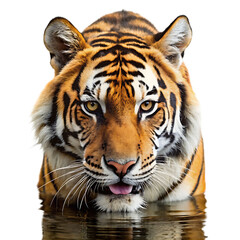 Fototapeta premium Tiger Drinking Water isolated on white background isolated on white background as transparent. PNG. AI GENERATED